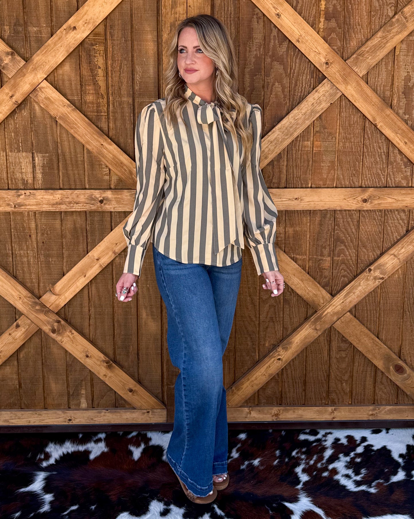 Miranda Striped Blouse *Grey