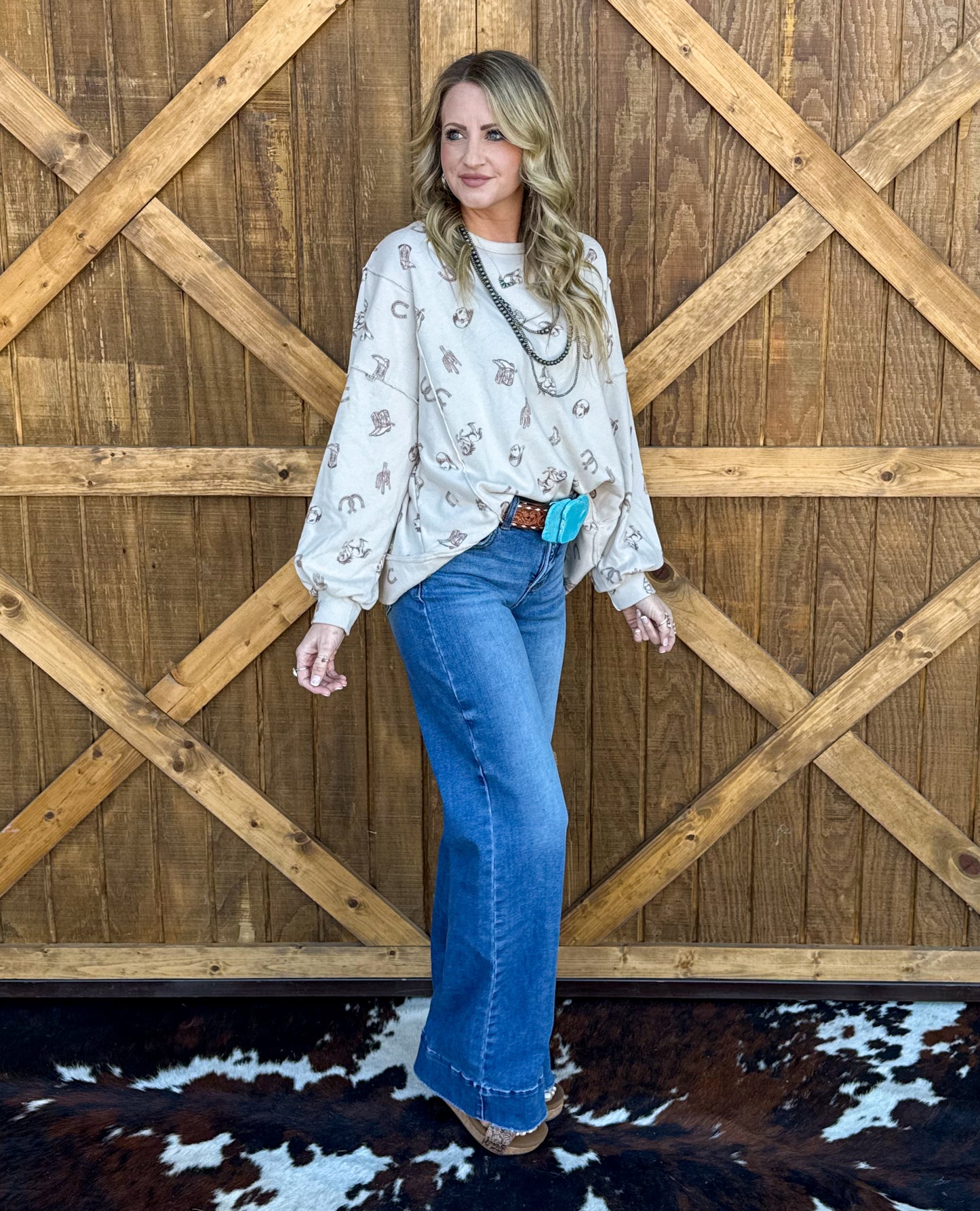 All Things Western Collage Sweatshirt *Cream