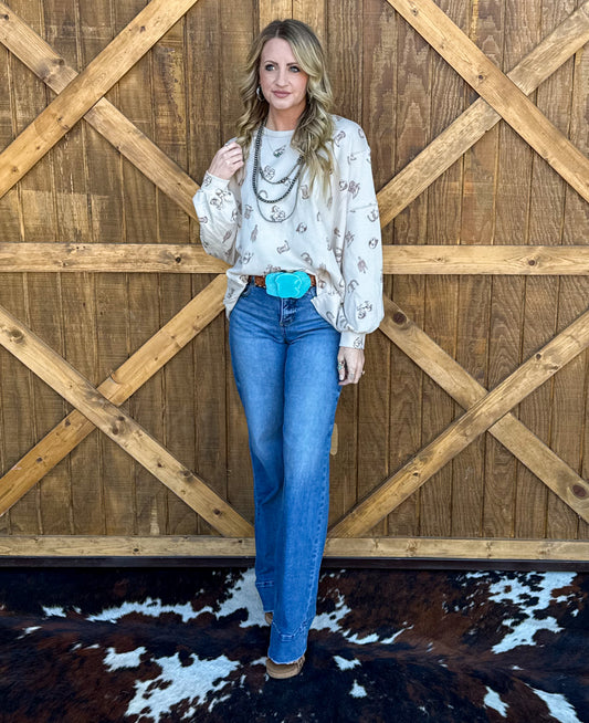 All Things Western Collage Sweatshirt *Cream