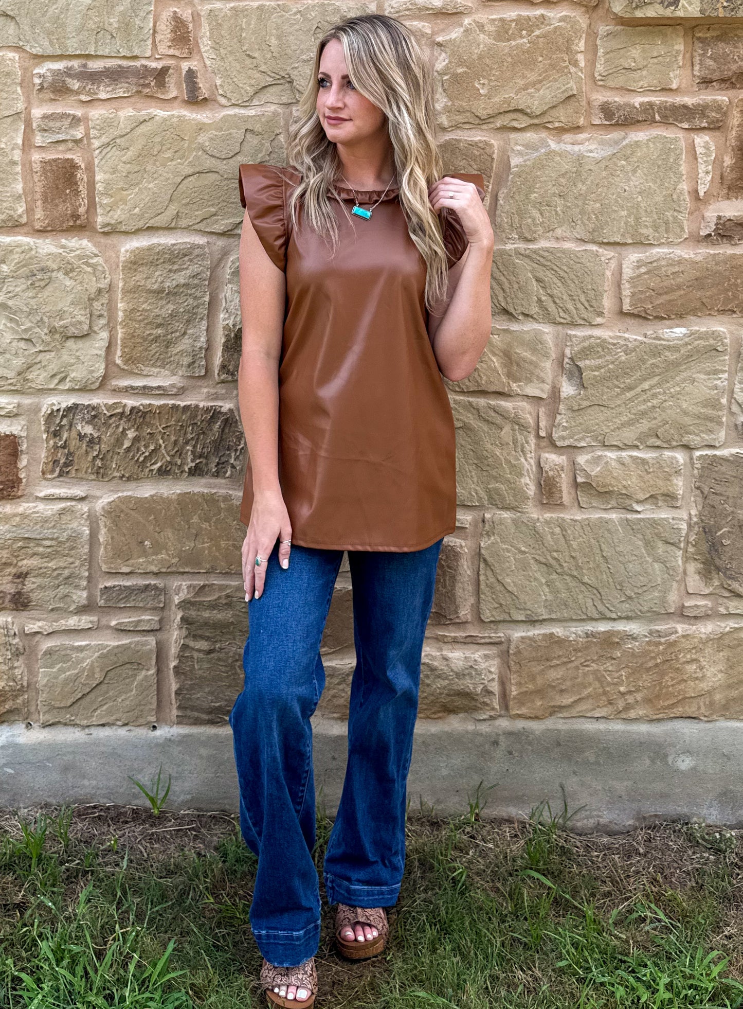 Saddle Faux Leather Tank