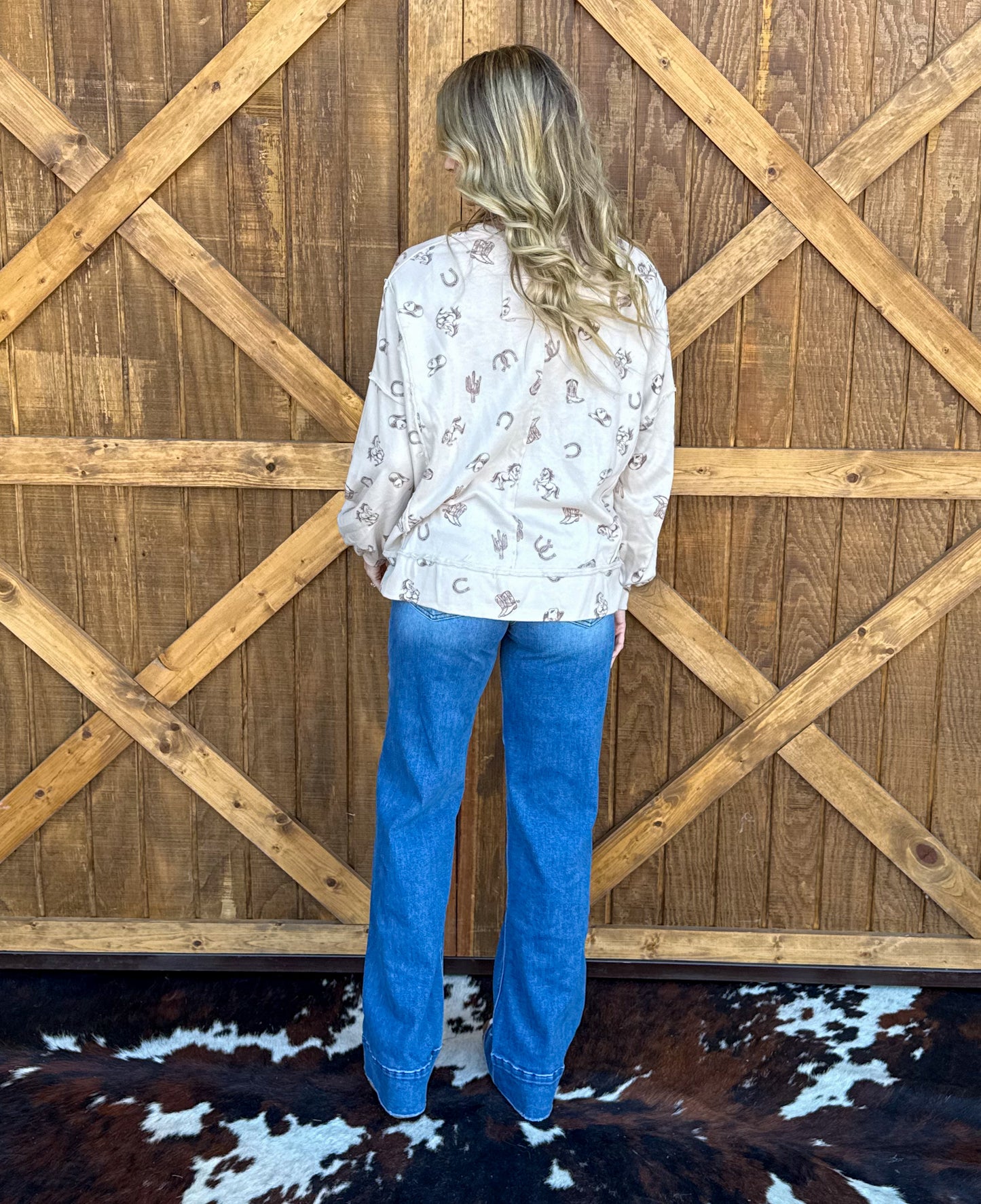 All Things Western Collage Sweatshirt *Cream