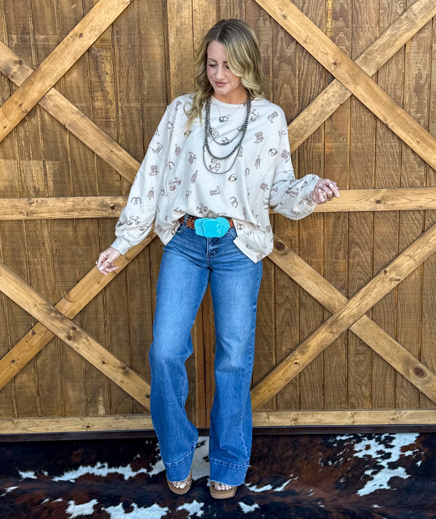 All Things Western Collage Sweatshirt *Cream