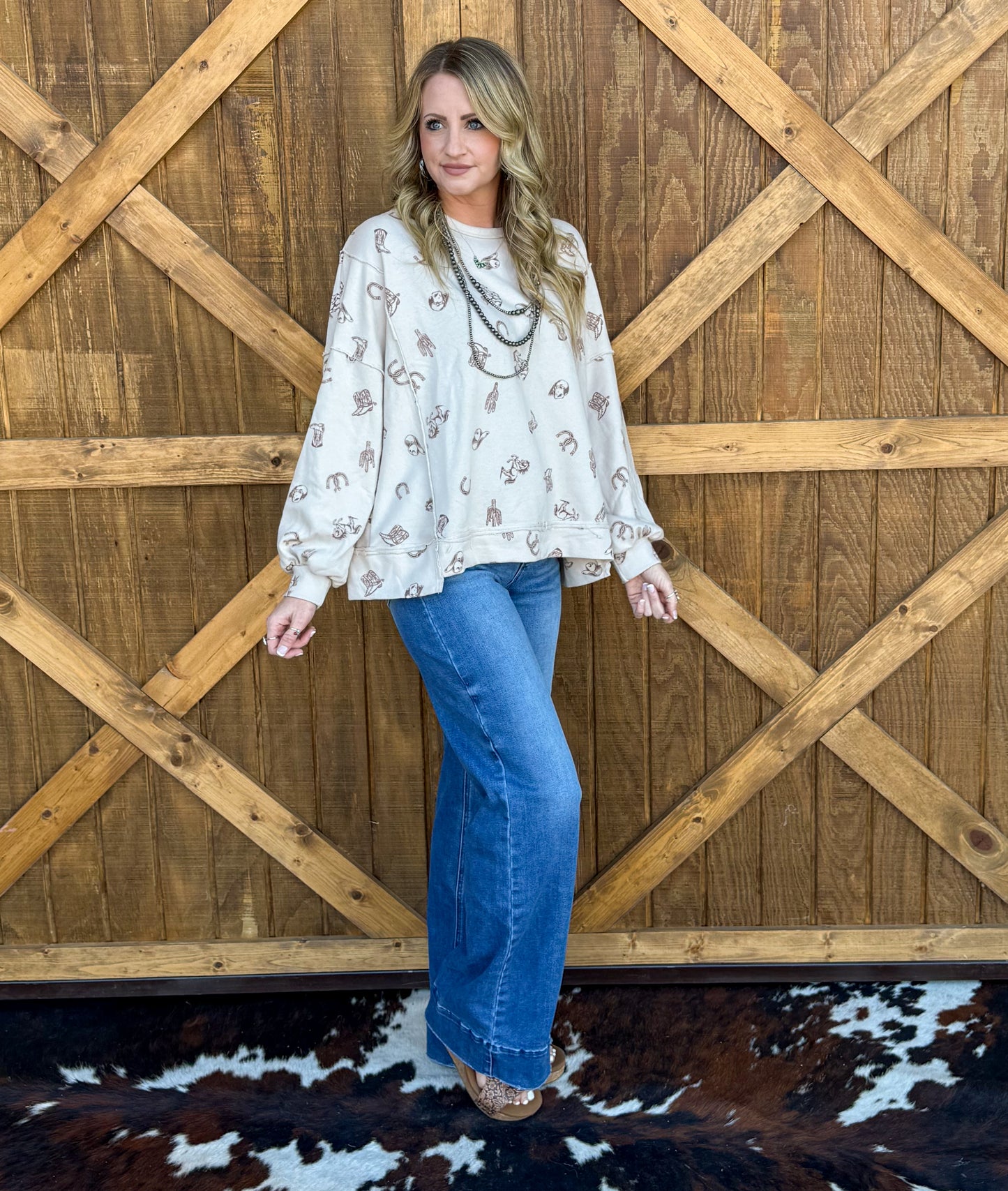 All Things Western Collage Sweatshirt *Cream