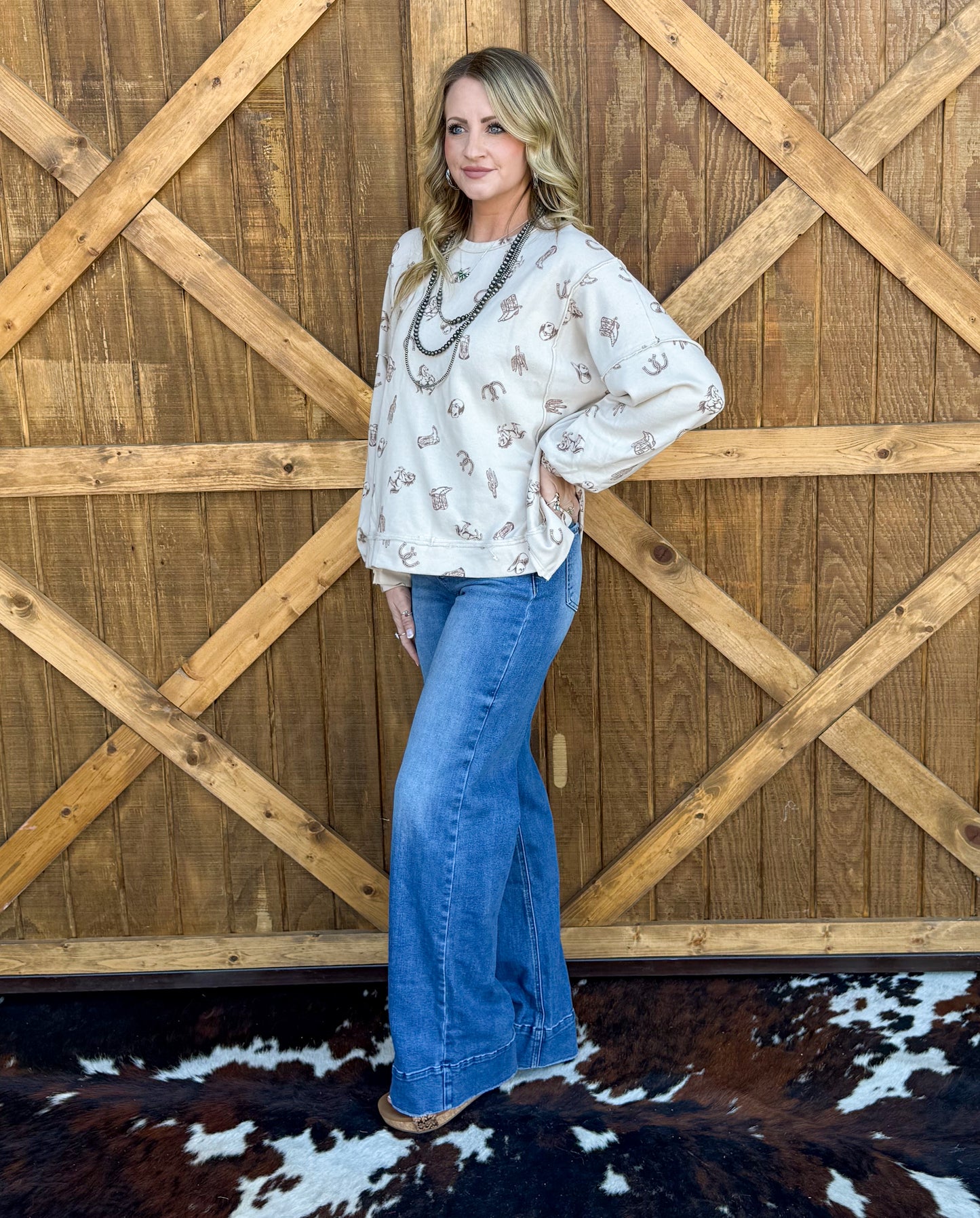 All Things Western Collage Sweatshirt *Cream