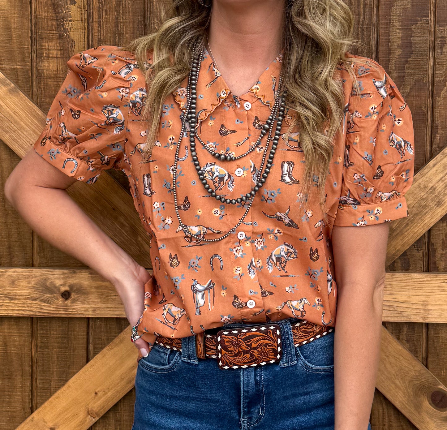 Old Western Button-Up Top