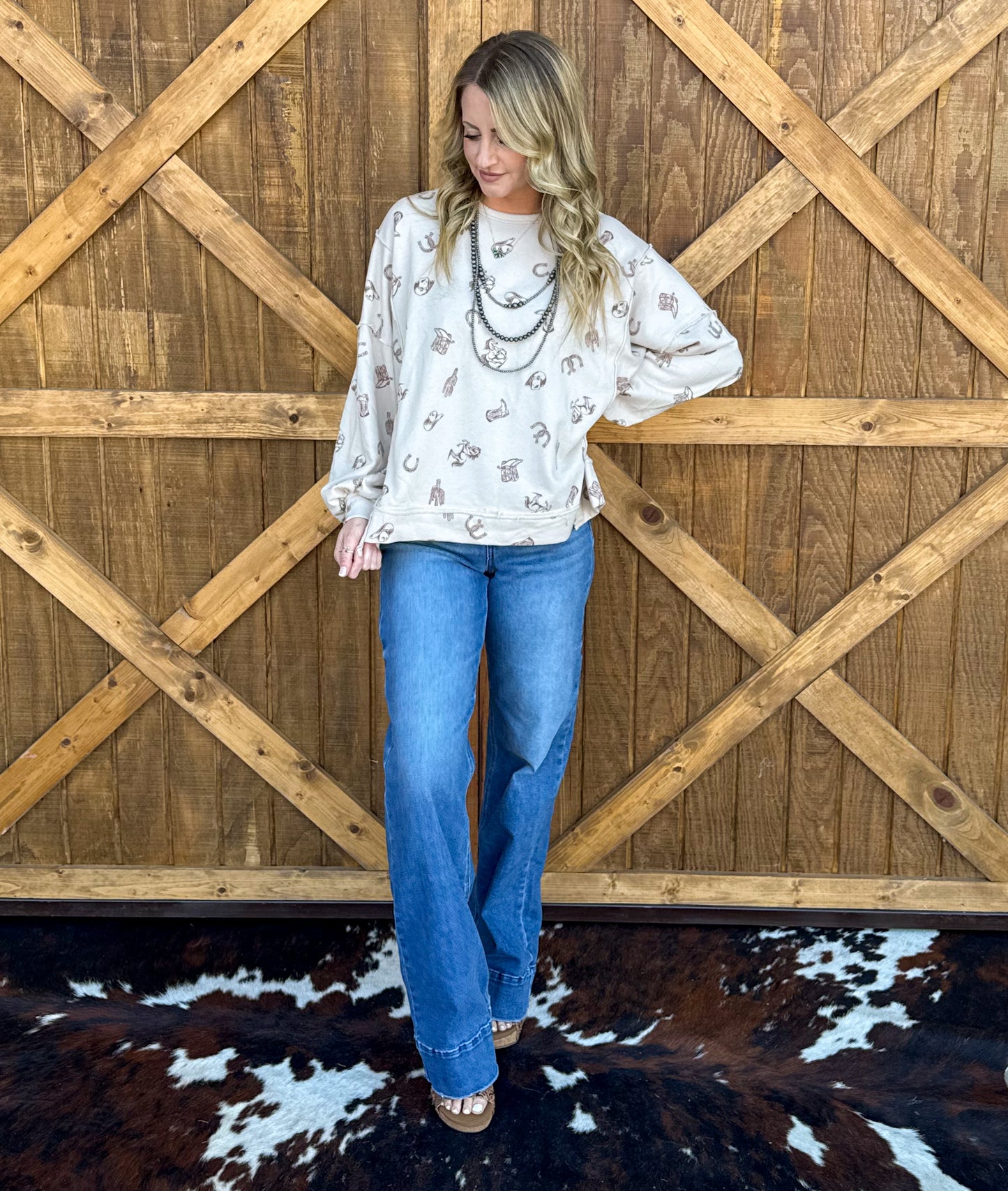 All Things Western Collage Sweatshirt *Cream