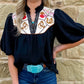 Western Embroidered Blouse *Black