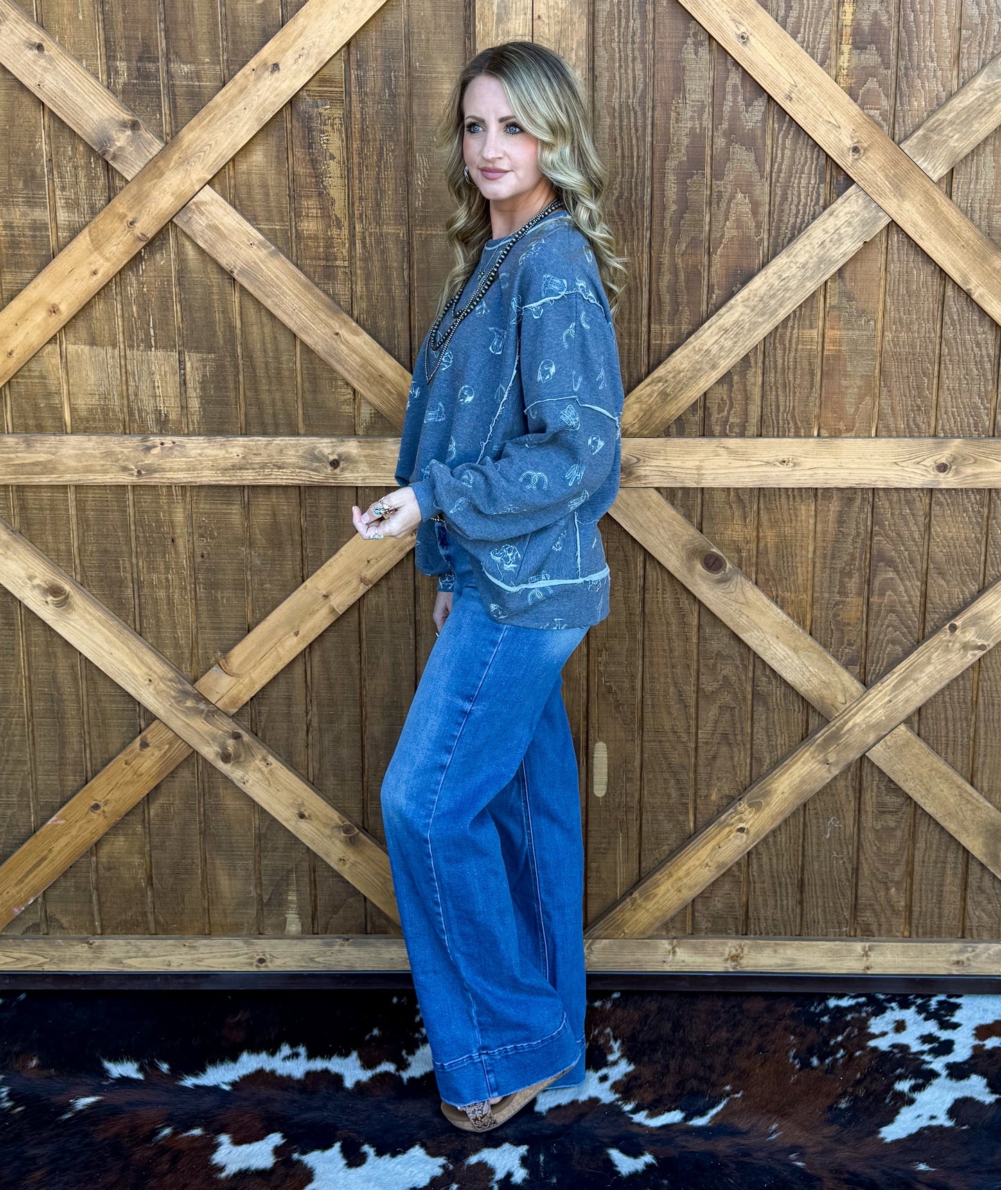 All Things Western Collage Sweatshirt *Denim