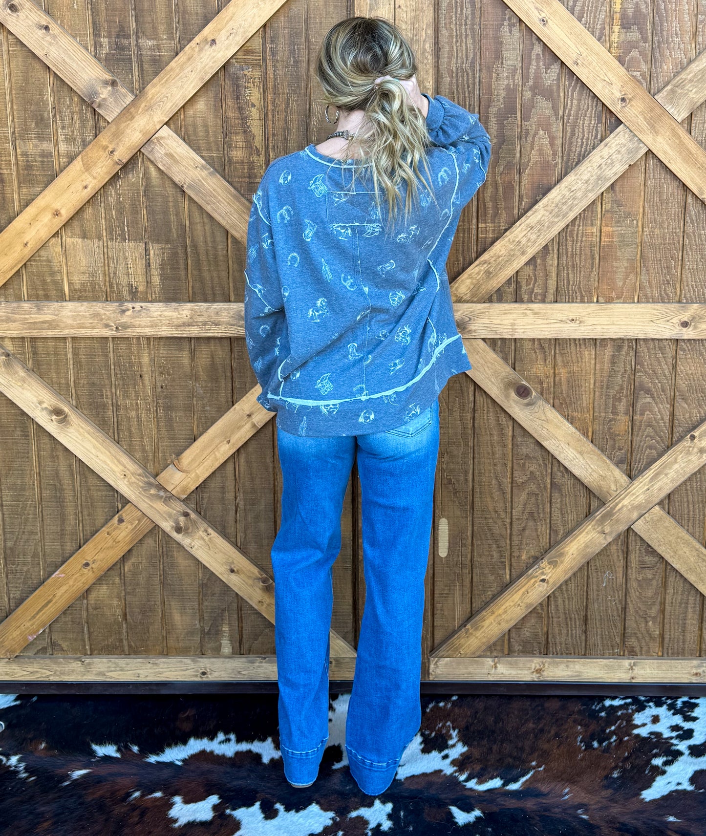 All Things Western Collage Sweatshirt *Denim