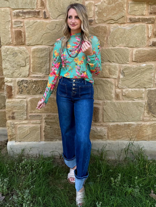 Floral Queen Mesh Top