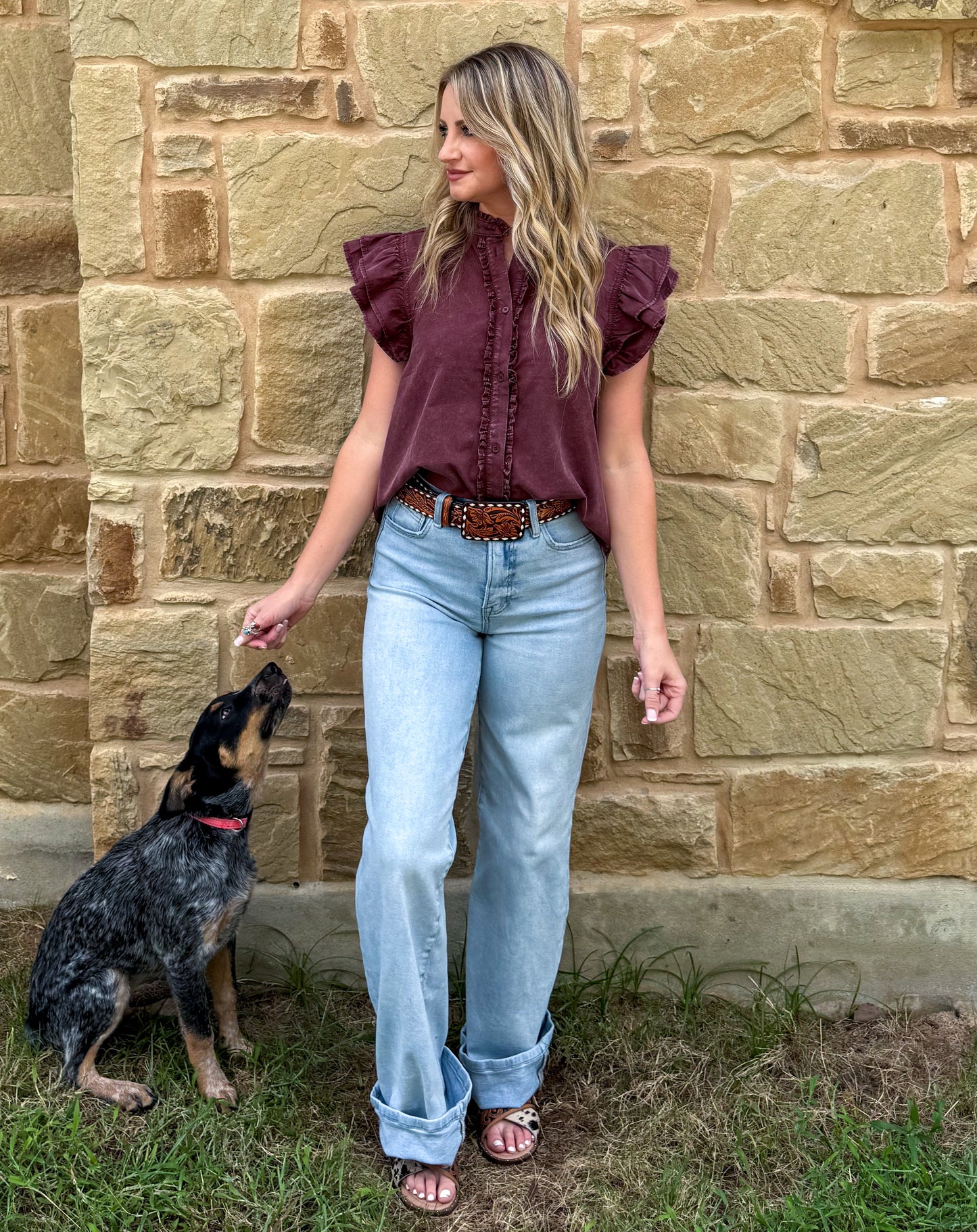 The Annie Oakley Top *Wine