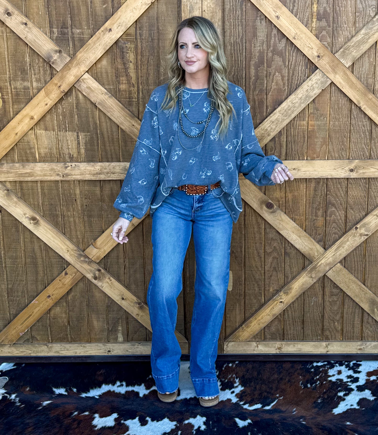 All Things Western Collage Sweatshirt *Denim