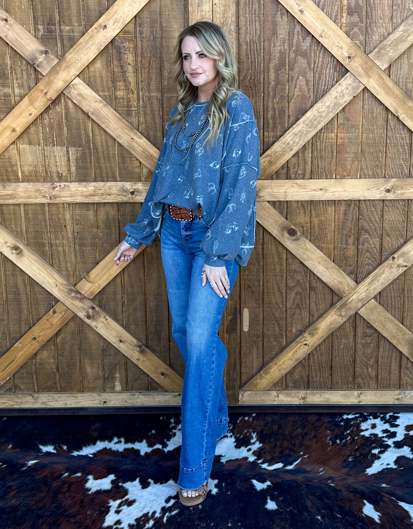 All Things Western Collage Sweatshirt *Denim