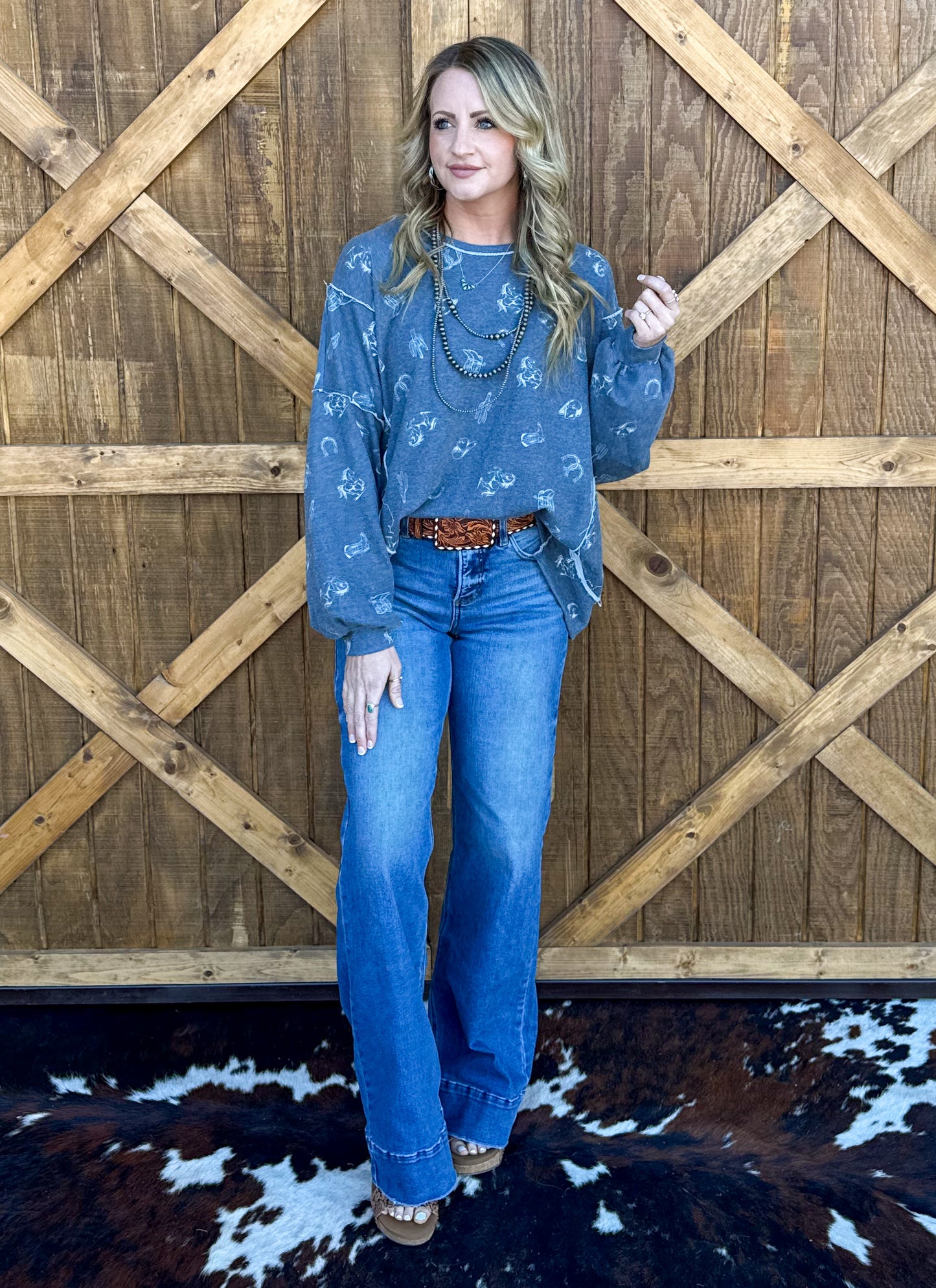 All Things Western Collage Sweatshirt *Denim