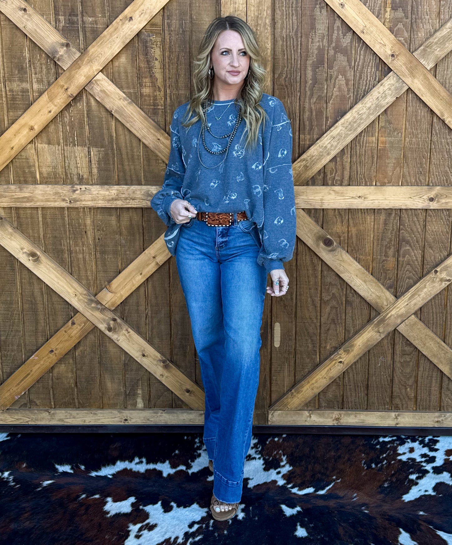 All Things Western Collage Sweatshirt *Denim