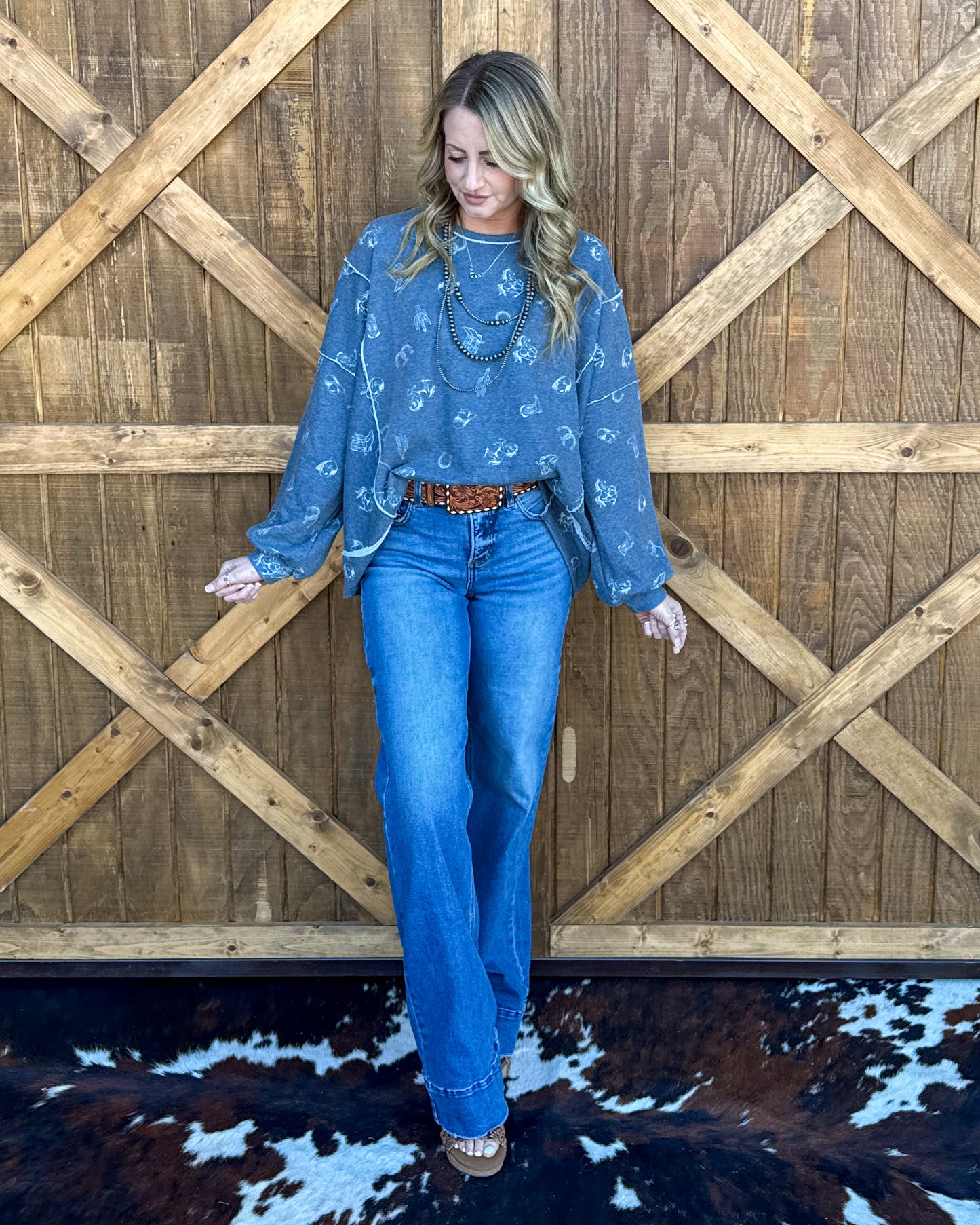 All Things Western Collage Sweatshirt *Denim
