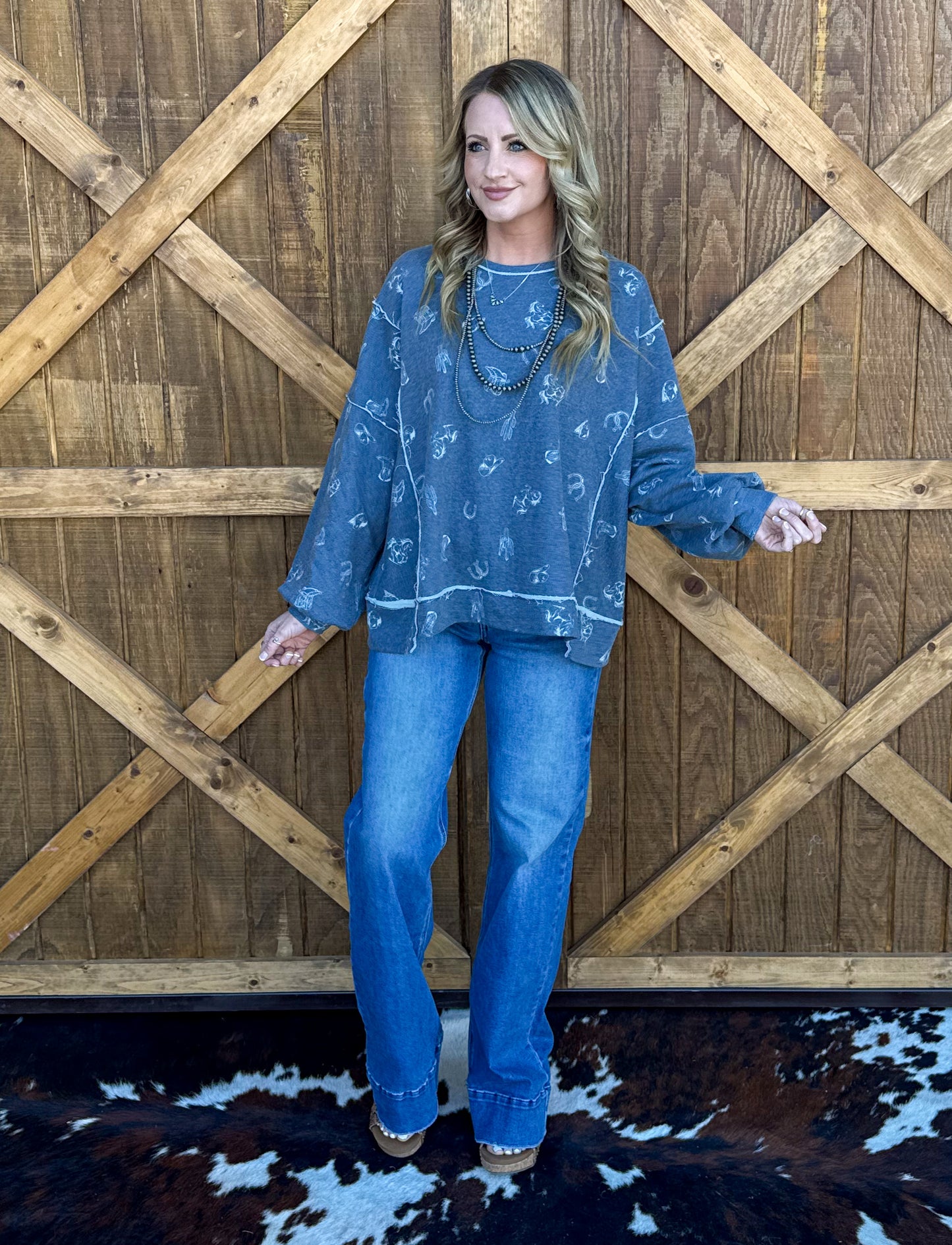 All Things Western Collage Sweatshirt *Denim