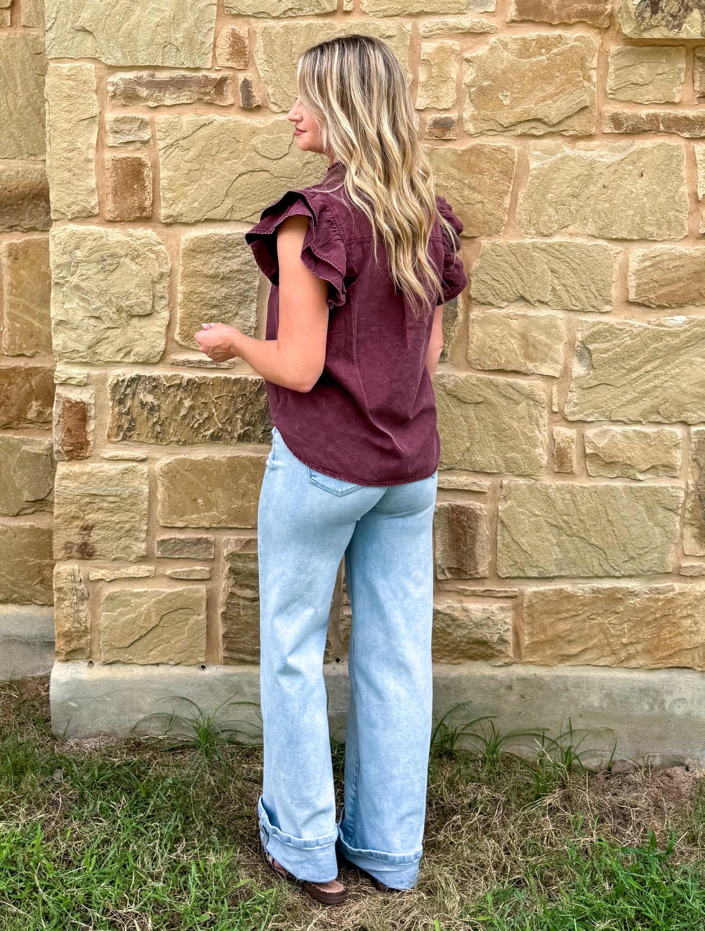 The Annie Oakley Top *Wine