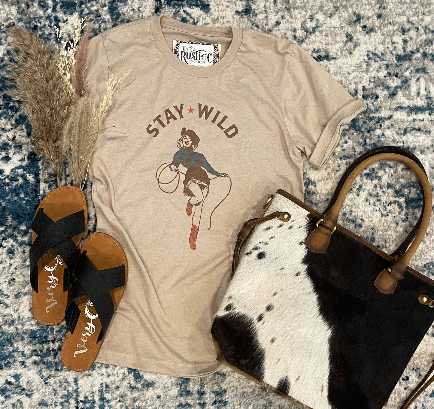 Stay Wild Pinup Cowgirl Tee