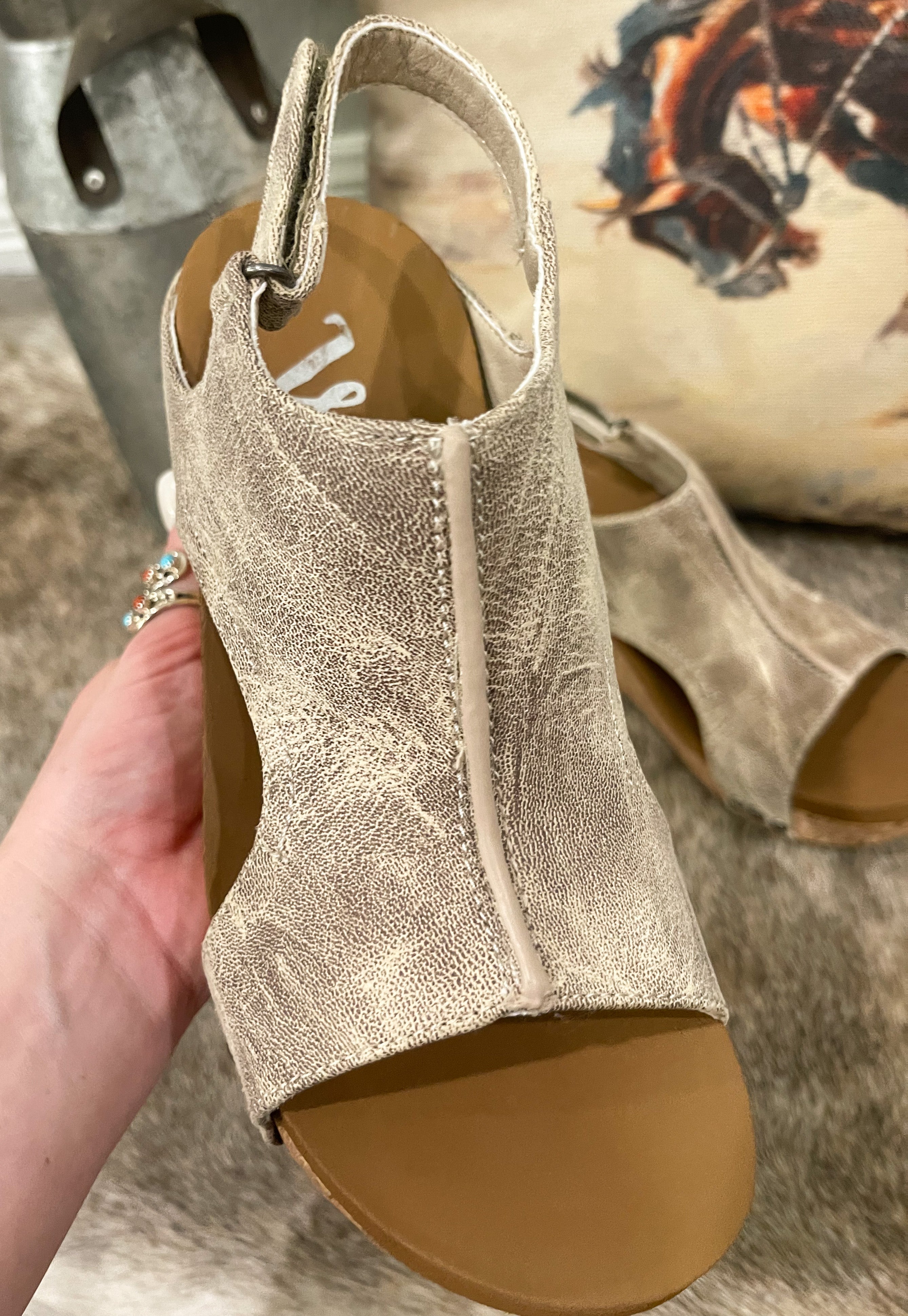 Cream closed store toe wedges