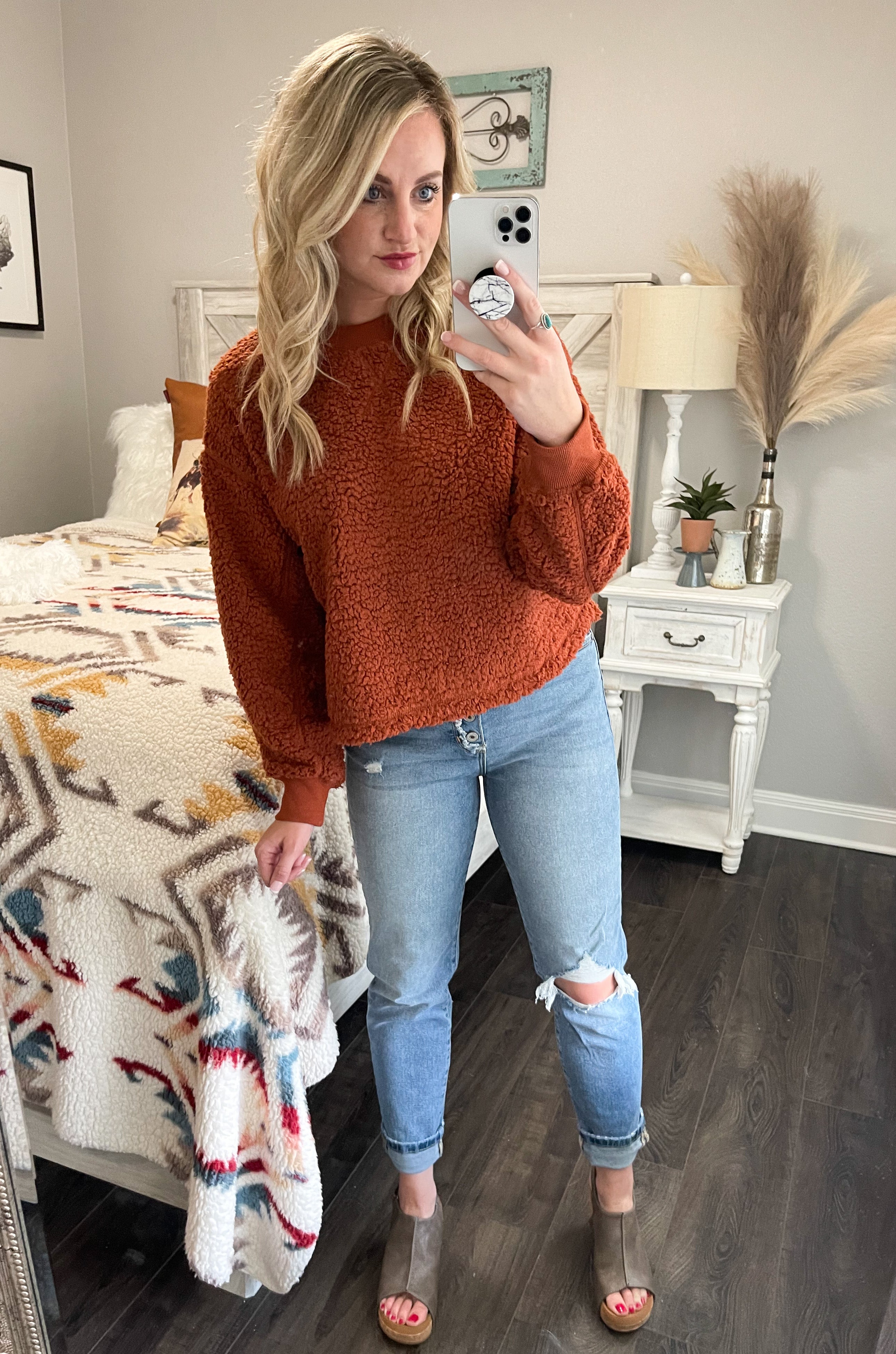 The Suzie Sweater in Rust – The Rustic C Boutique